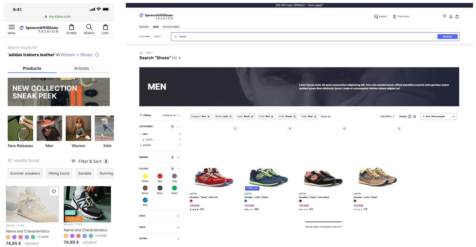 Search results page