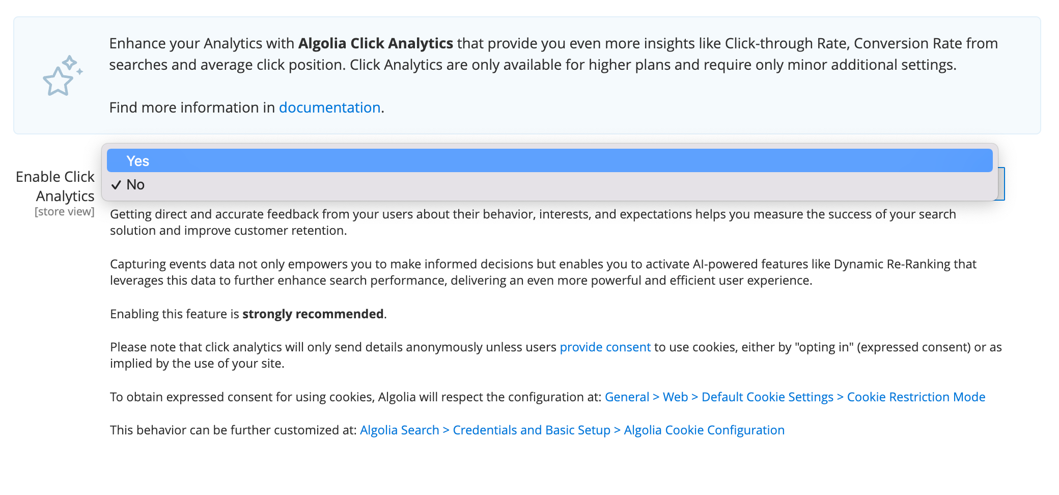 Enable conversion tracking in your Magento dashboard