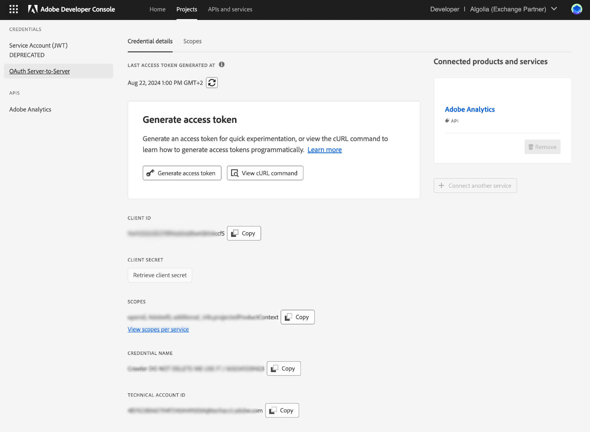 Adobe dev console